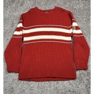 South Pole Sweater Men’s L Red Striped Ribbed Knit 90s Y2K Streetwear Pullover